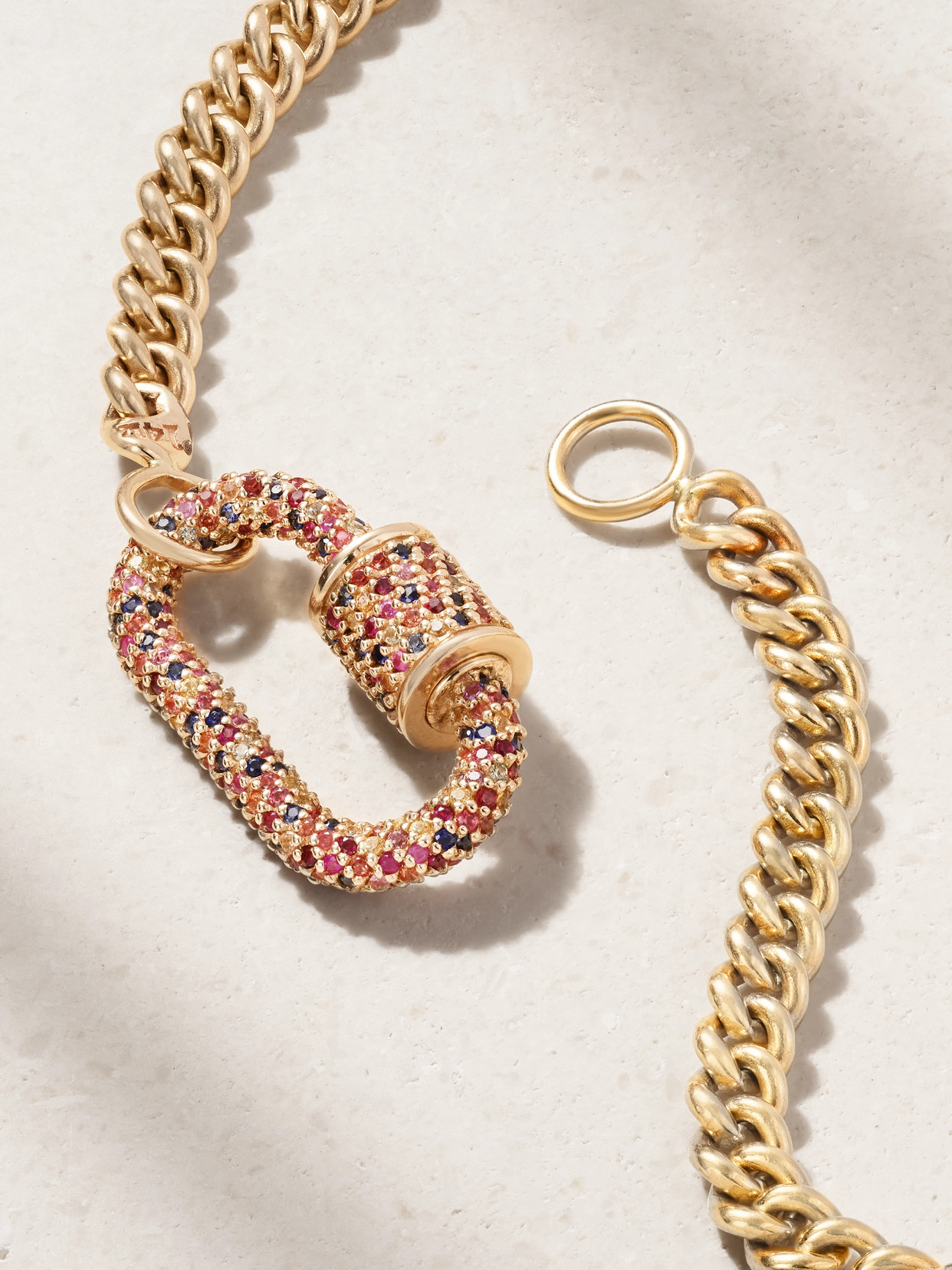 Marla Aaron Allstone Lock 14-karat Gold Sapphire Necklace In Gold