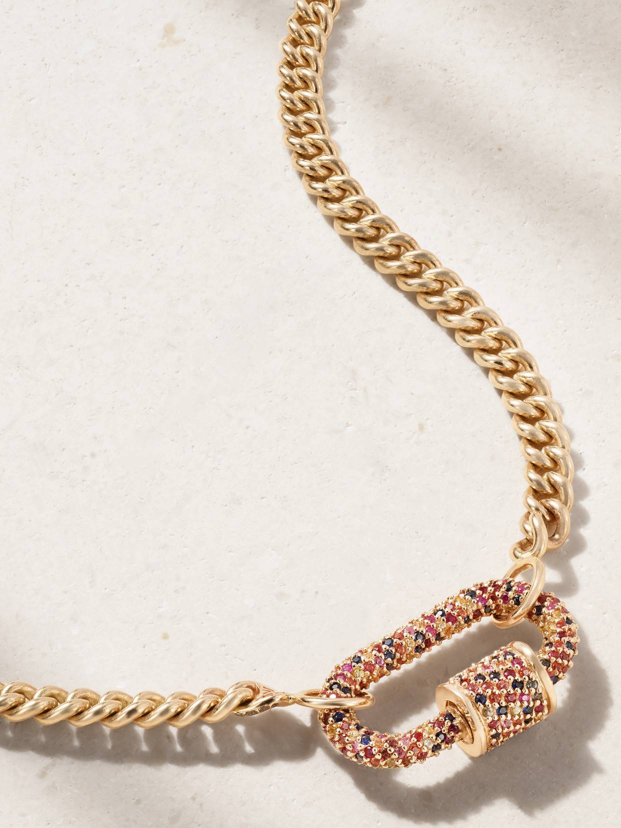 Marla Aaron Allstone Lock 14-karat Gold Sapphire Necklace In Gold