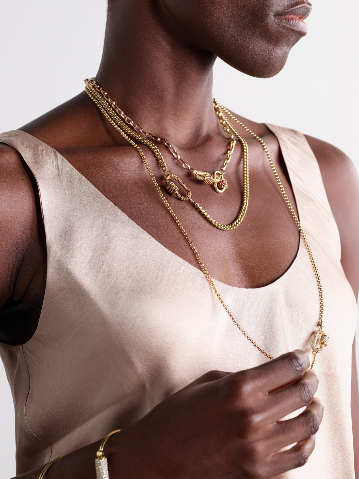 Marla Aaron Allstone Lock 14-karat Gold Sapphire Necklace In Gold