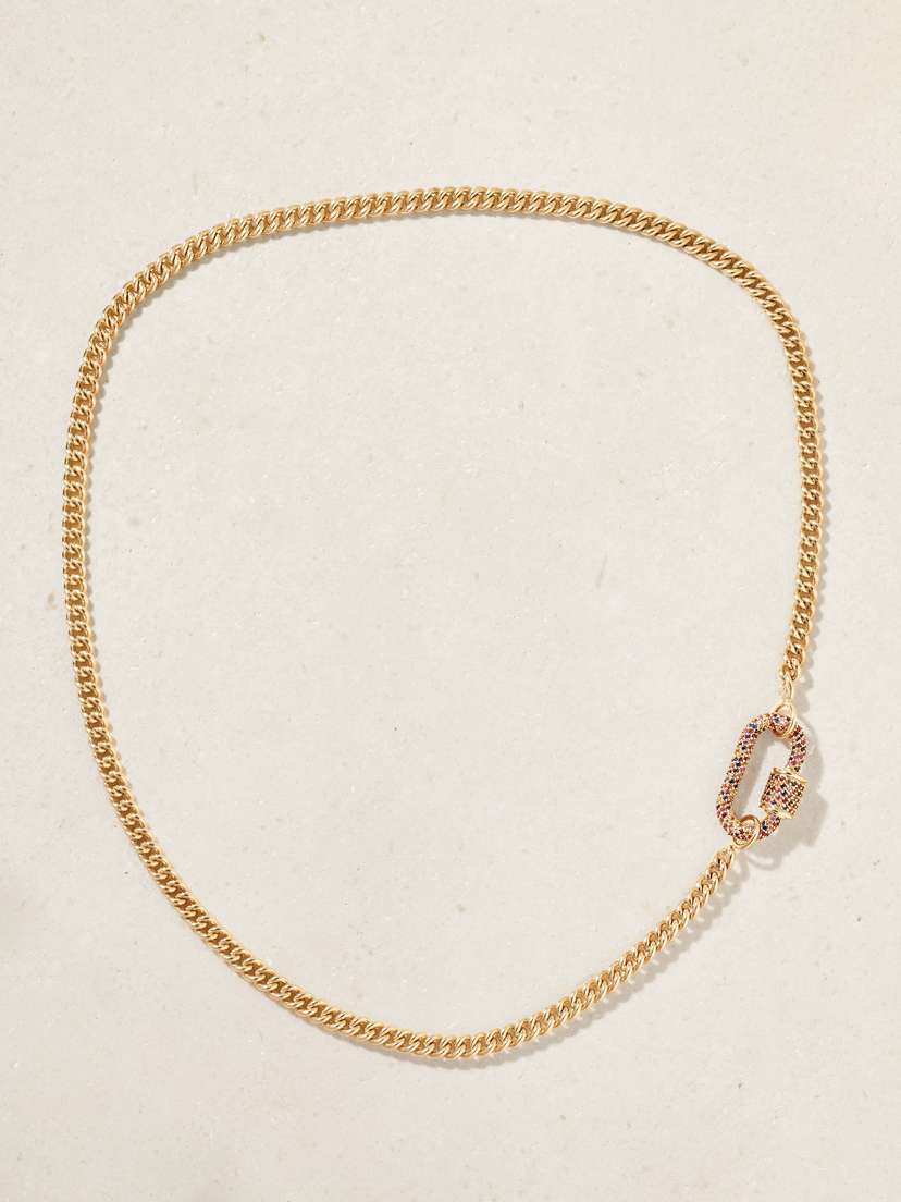 Marla Aaron Allstone Lock 14-karat Gold Sapphire Necklace