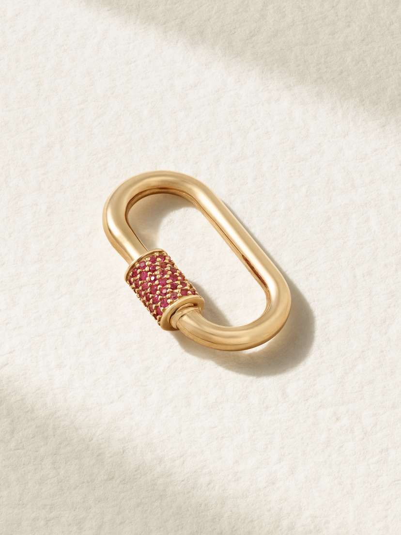 Marla Aaron Stoned Medium Lock 14-karat Gold Sapphire Pendant