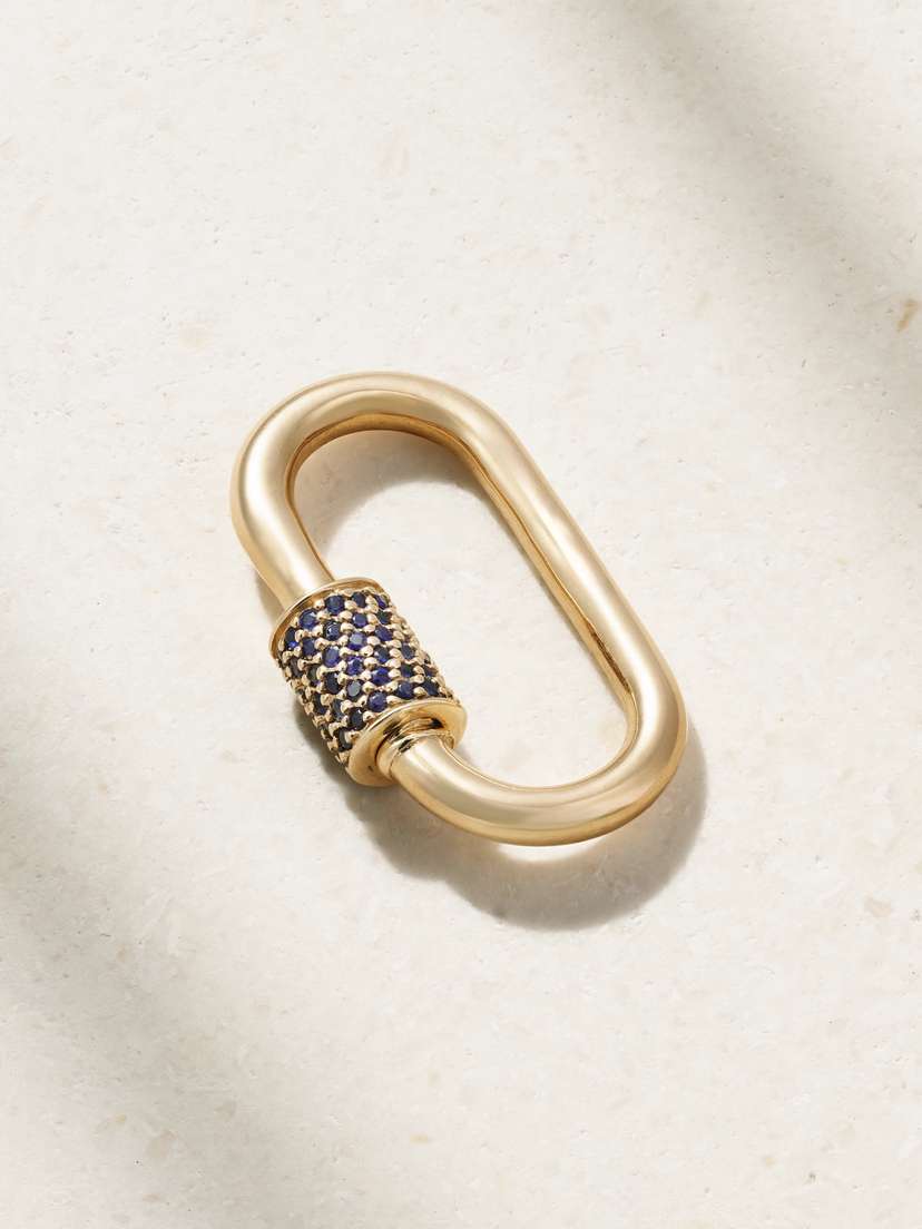 Marla Aaron Stoned Medium Lock 14-karat Gold Sapphire Pendant