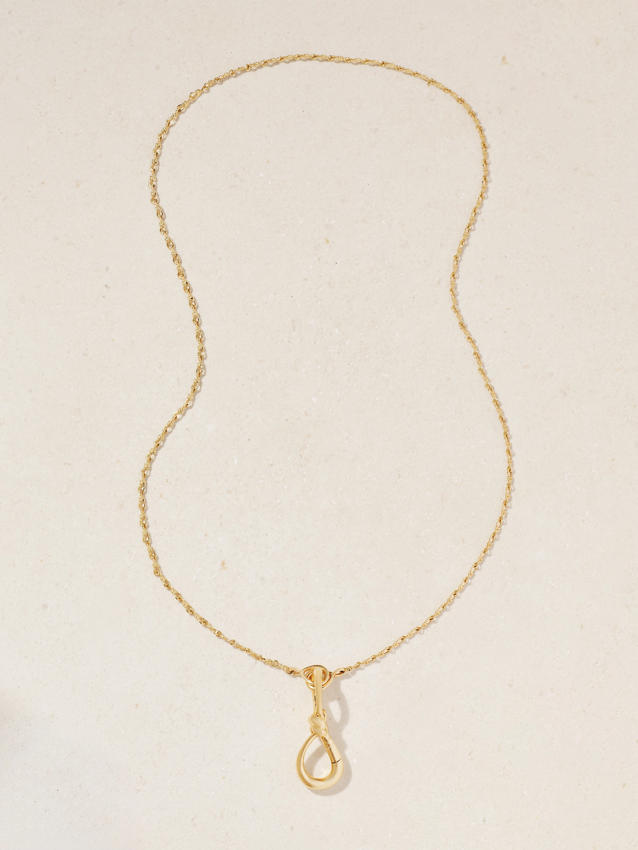 Marla Aaron Small True Lover's Knot Lock + Chain 18-karat Gold Necklace