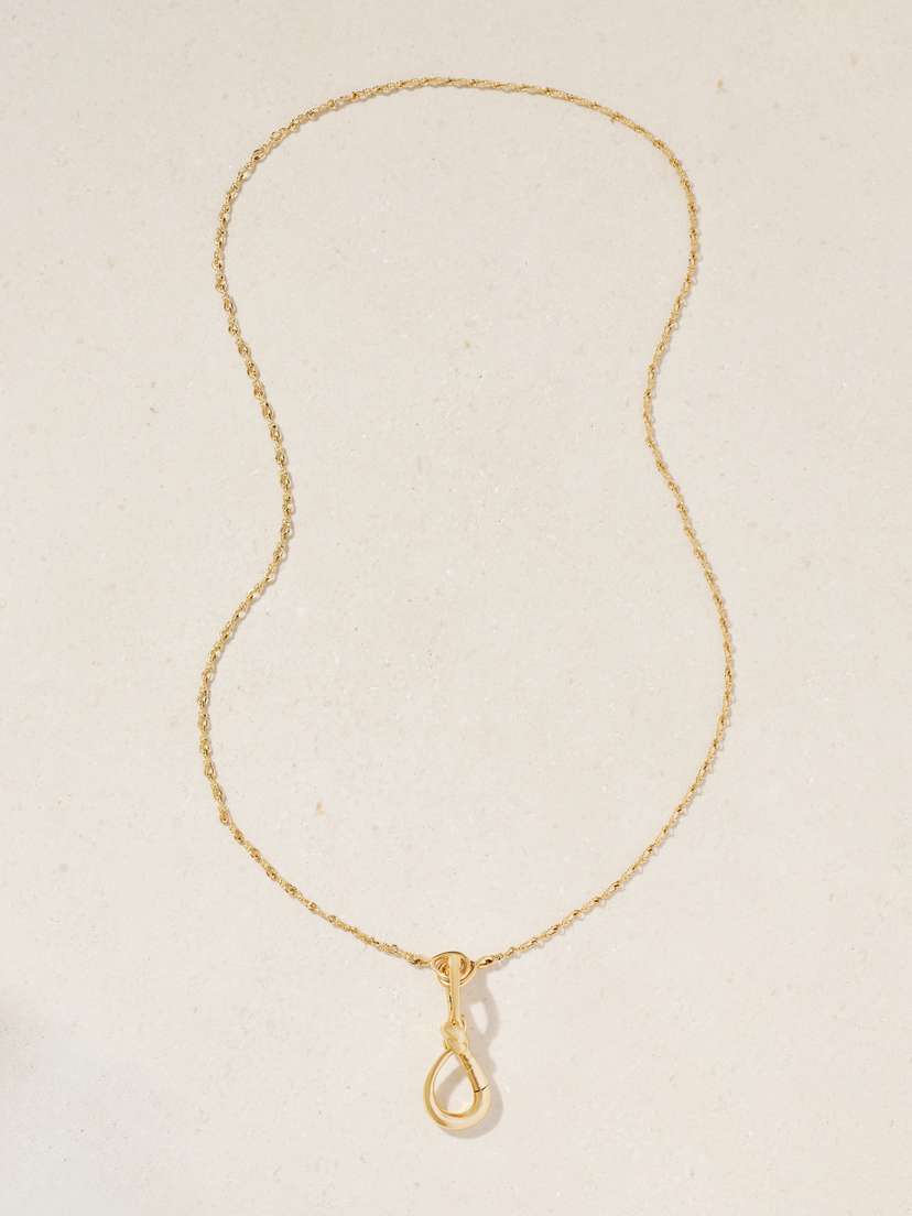 Marla Aaron Small True Lover's Knot Lock + Chain 18-karat Gold Necklace