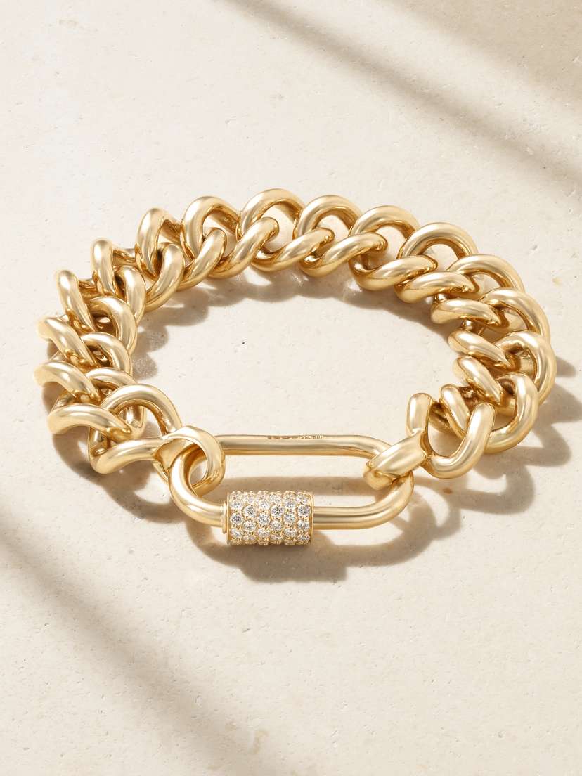 Marla Aaron Mega Curb 14-karat Gold Diamond Bracelet