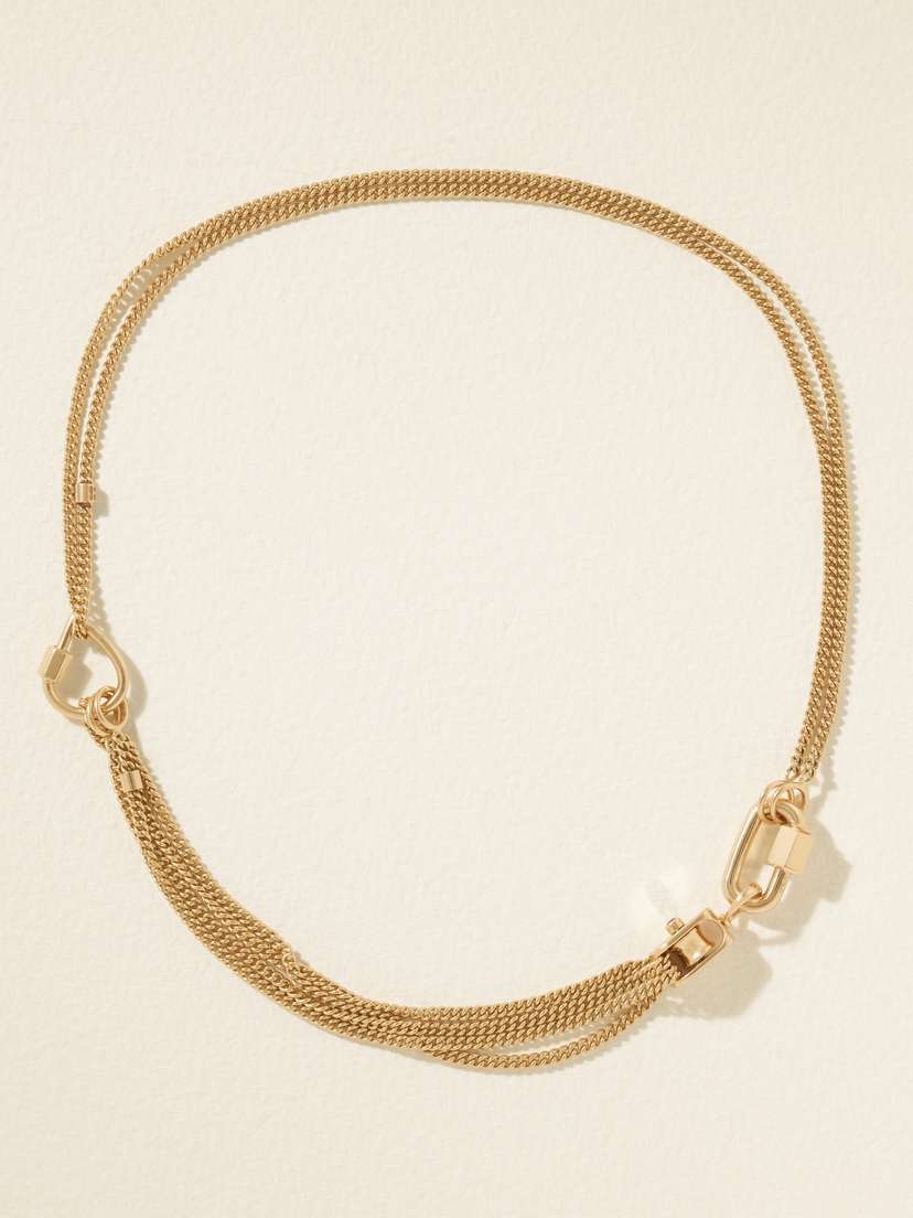 Marla Aaron Chubby Babylock + Baby Droplock + Pulley + Not So Heavy Curb Chain 14-karat Gold Ruby Necklace