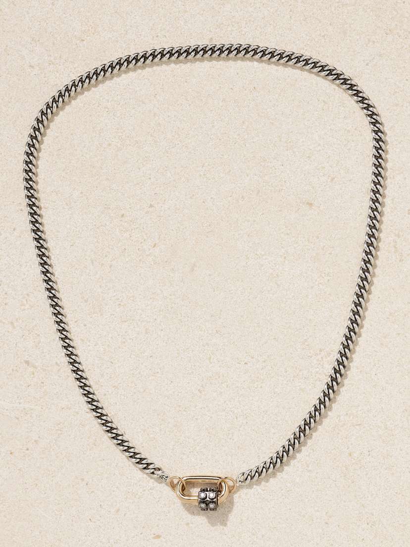 Marla Aaron Consuelo Lock Sterling Silver, 14-karat Gold And Diamond Necklace