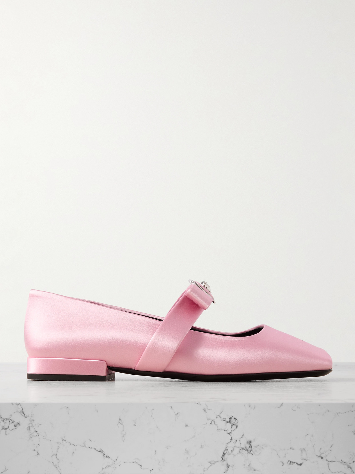 Versace - Bow-embellished Silk-satin Ballet Flats - Pink