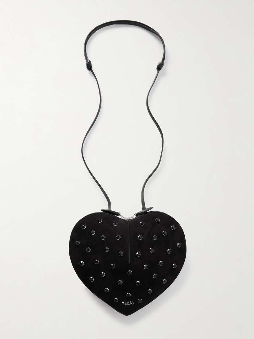 Alaïa Le Coeur Crystal-embellished Suede Shoulder Bag