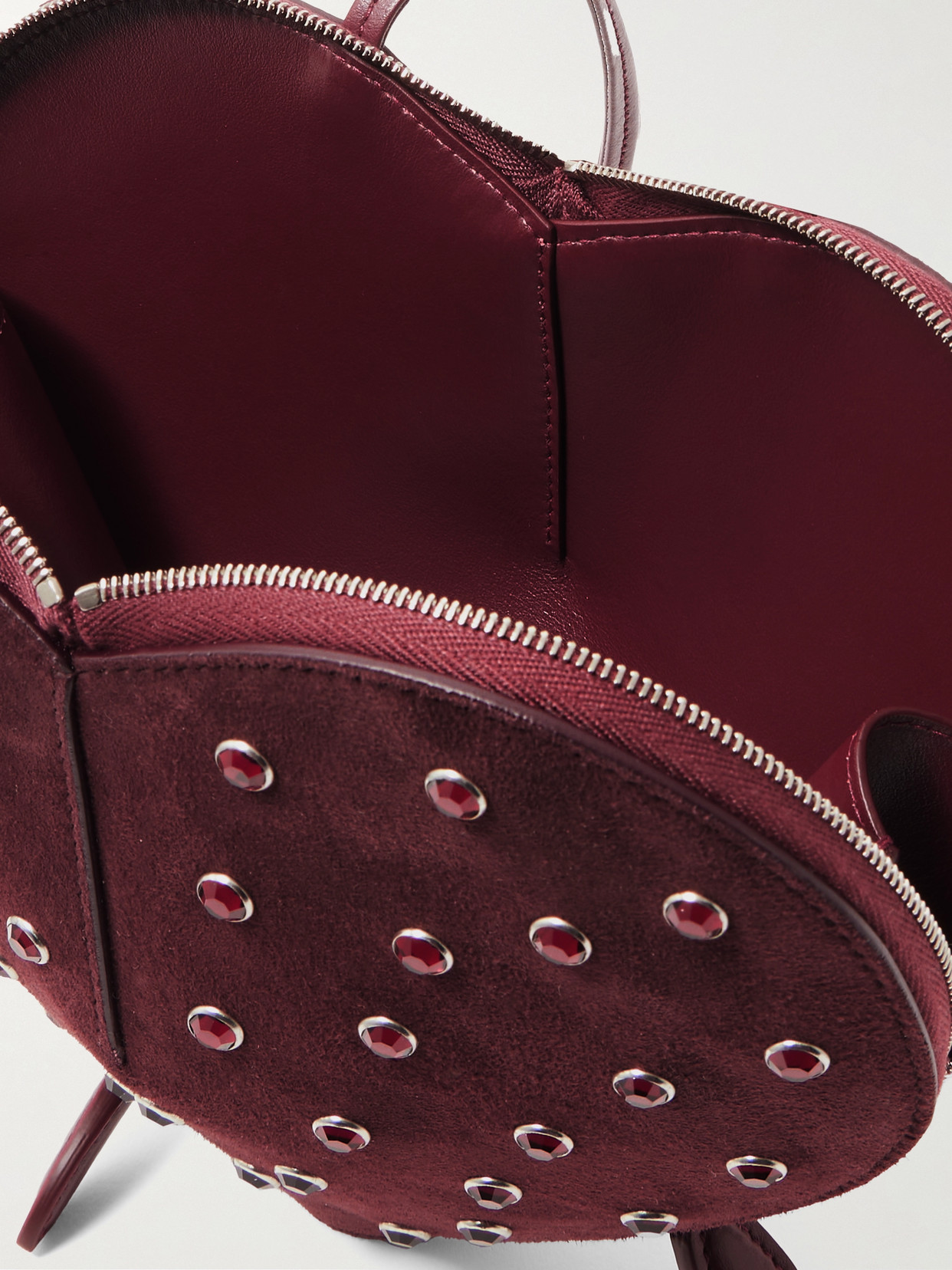 Alaïa Le Caur Crystal-embellished Suede Shoulder Bag In Burgundy