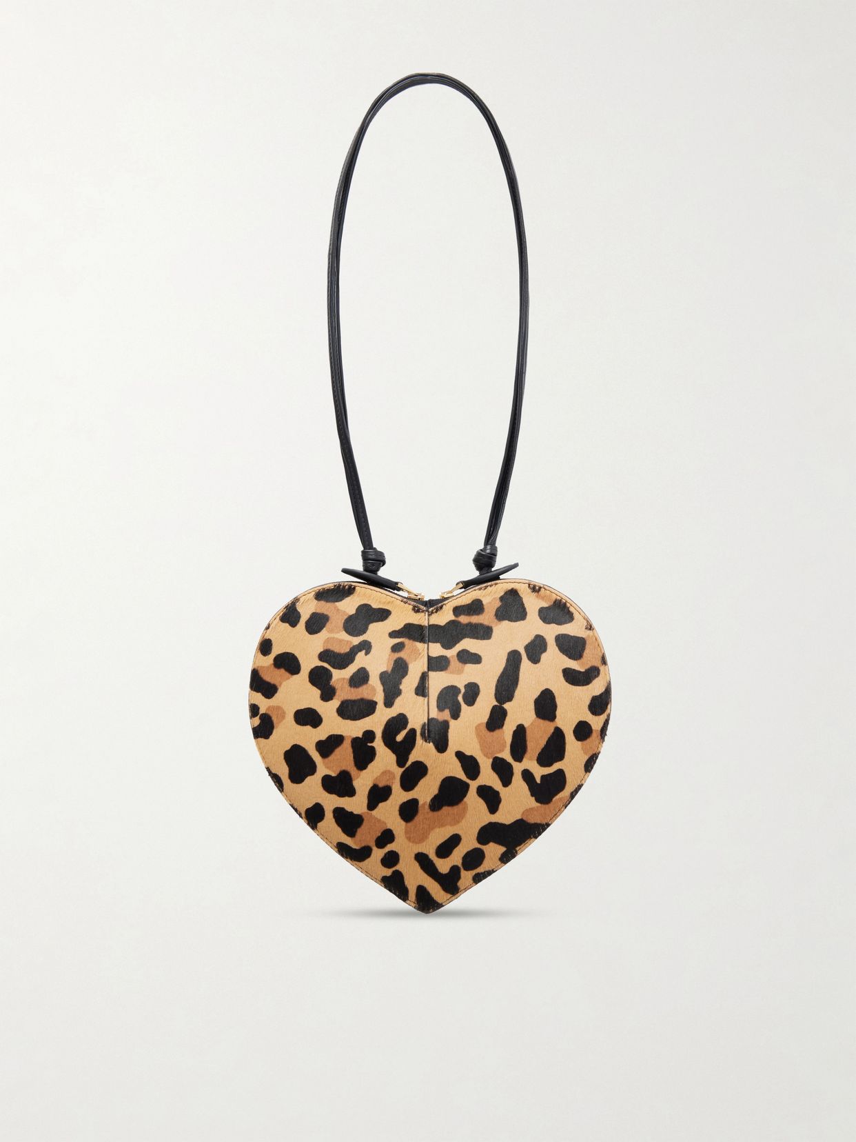 le coeur leopard print leather trimmed calf hair shoulder bag