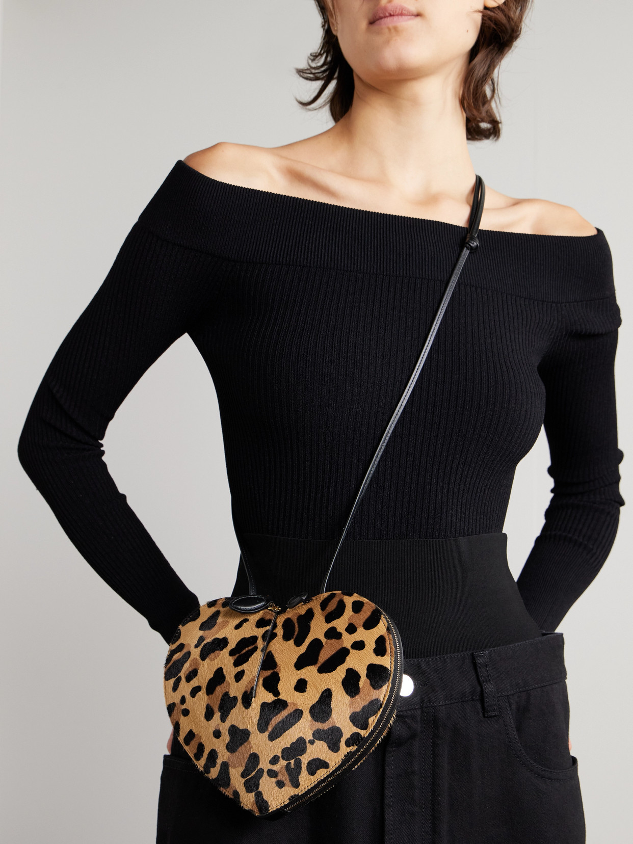 Alaïa Le Coeur Leopard-print Leather-trimmed Calf Hair Shoulder Bag In Animal Print