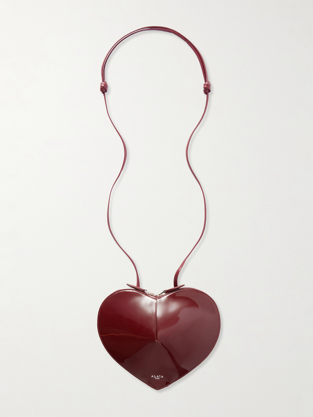Alaïa Le Coeur Patent-leather Shoulder Bag In Burgundy