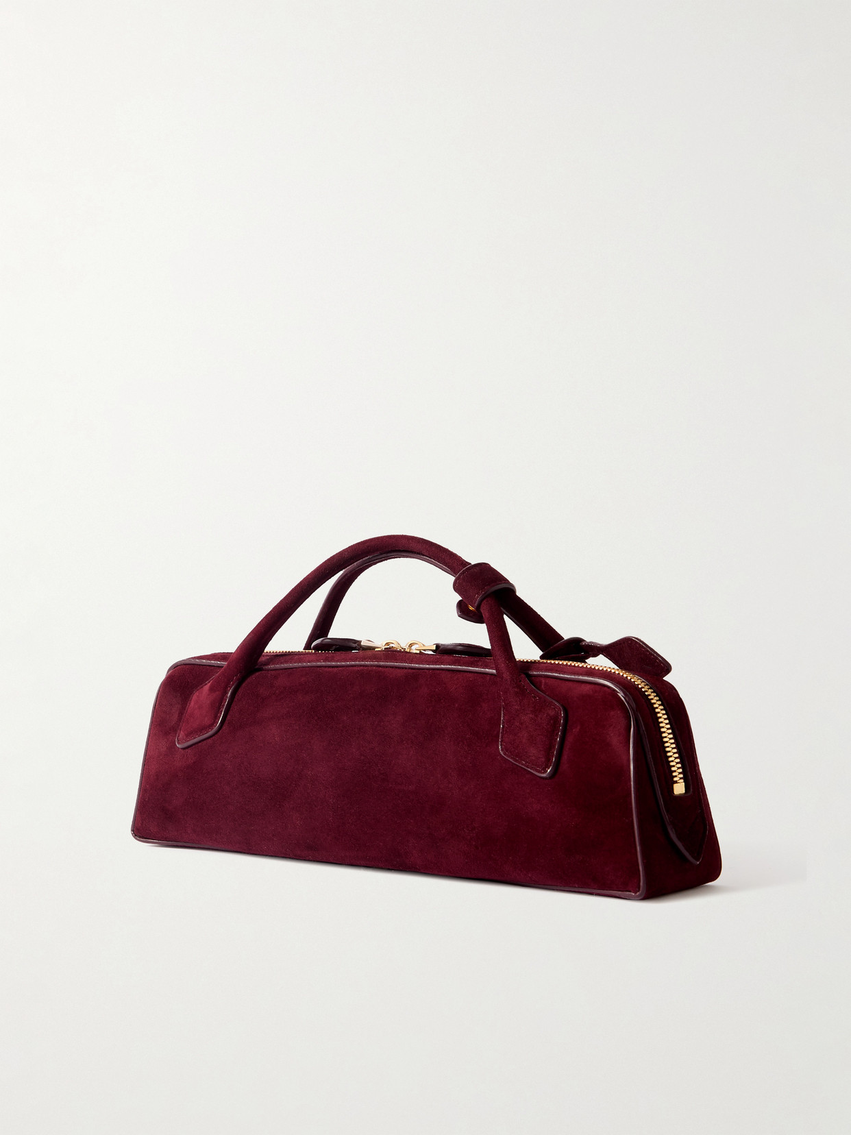 Alaïa Le Teckel Leather-trimmed Suede Clutch In Burgundy