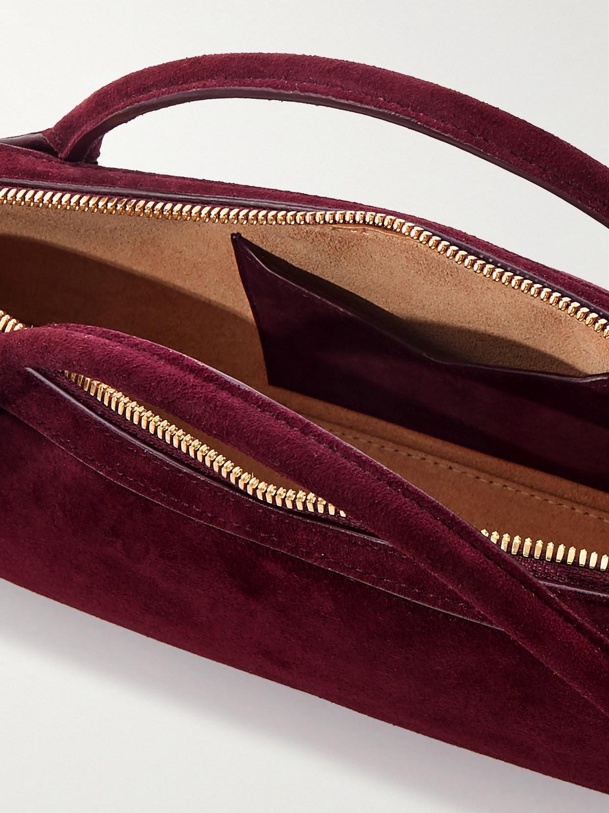 Alaïa Le Teckel Leather-trimmed Suede Clutch In Burgundy