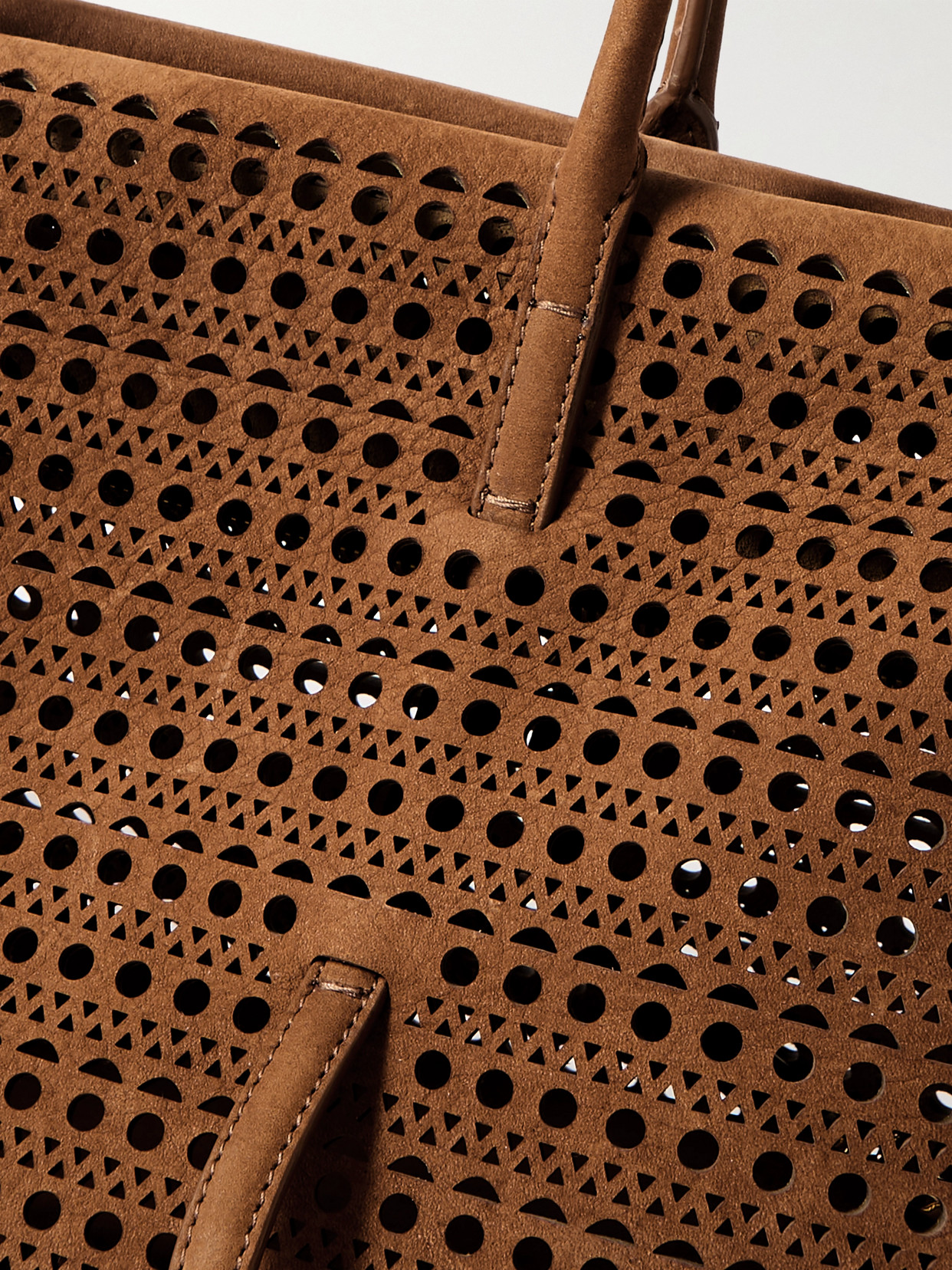 Alaïa Neo Mina Perforated Nubuck Tote In Brown