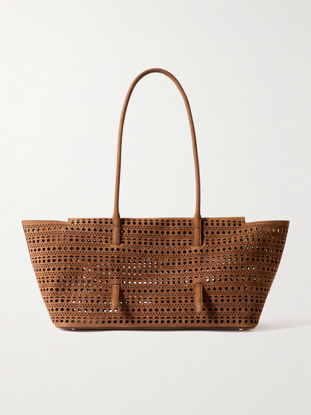 Alaïa Neo Mina Perforated Nubuck Tote In Black