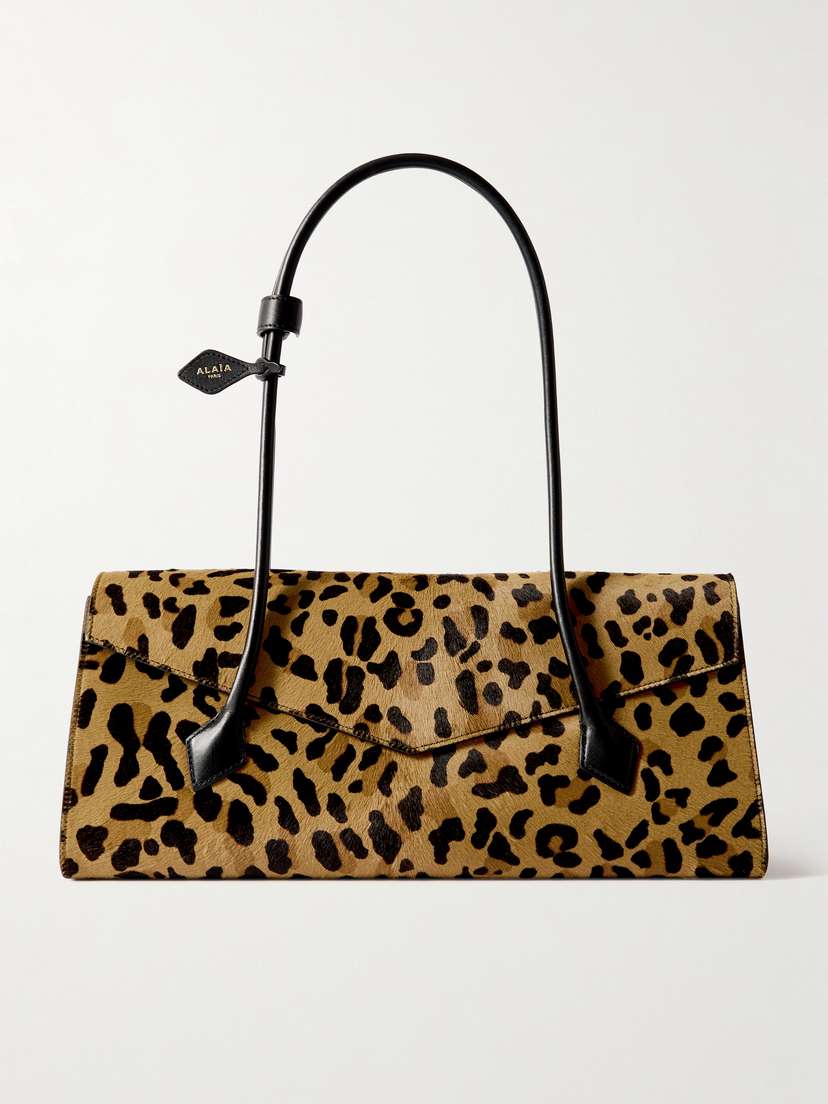 Alaïa Le Teckel Flap Leather-trimmed Leopard-print Calf Hair Shoulder Bag