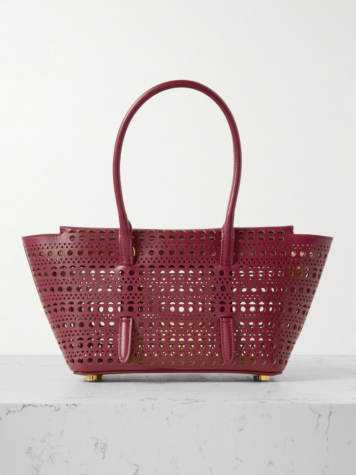 Alaïa - New Mina 20 Laser-cut Leather Tote - Burgundy