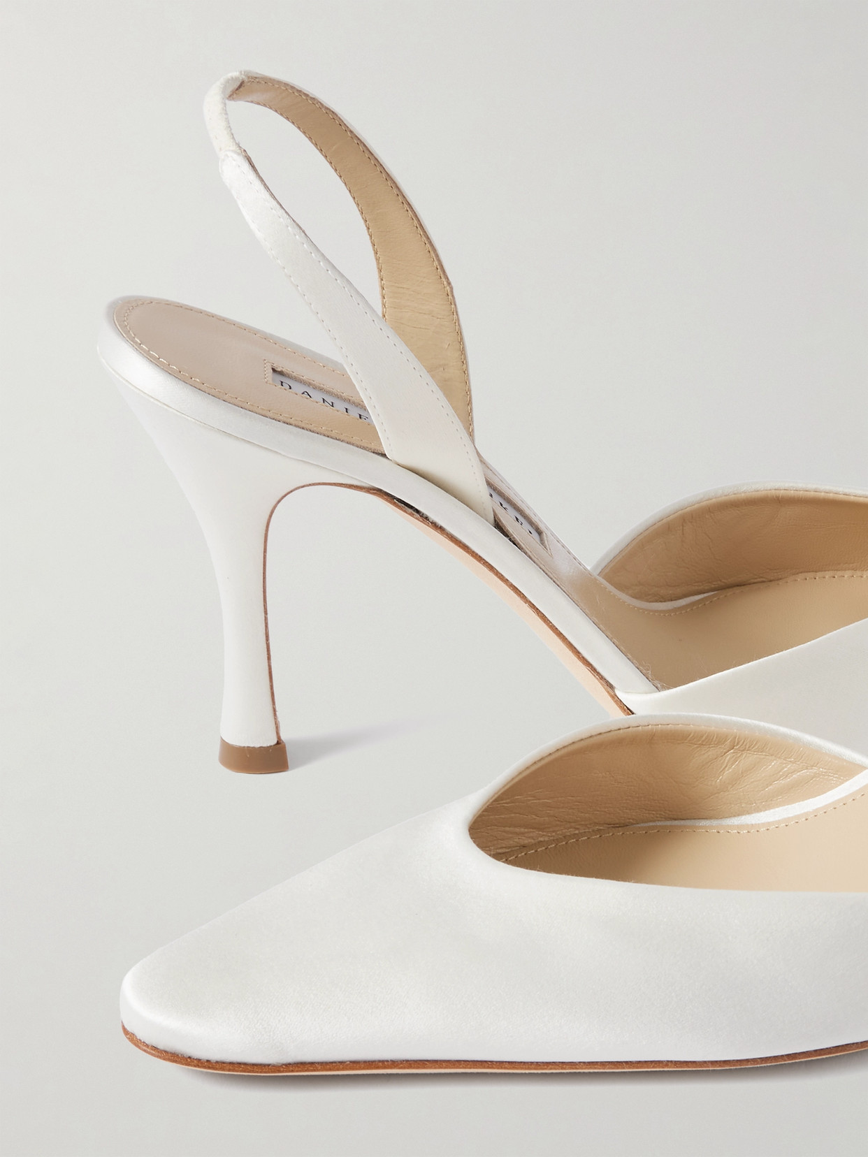 Danielle Frankel Hannah Satin Slingback Pumps In Ivory