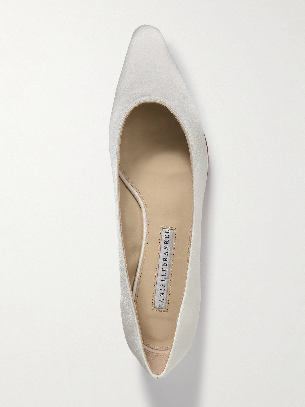 Danielle Frankel Riley Satin Point-toe Ballet Flats In Ivory