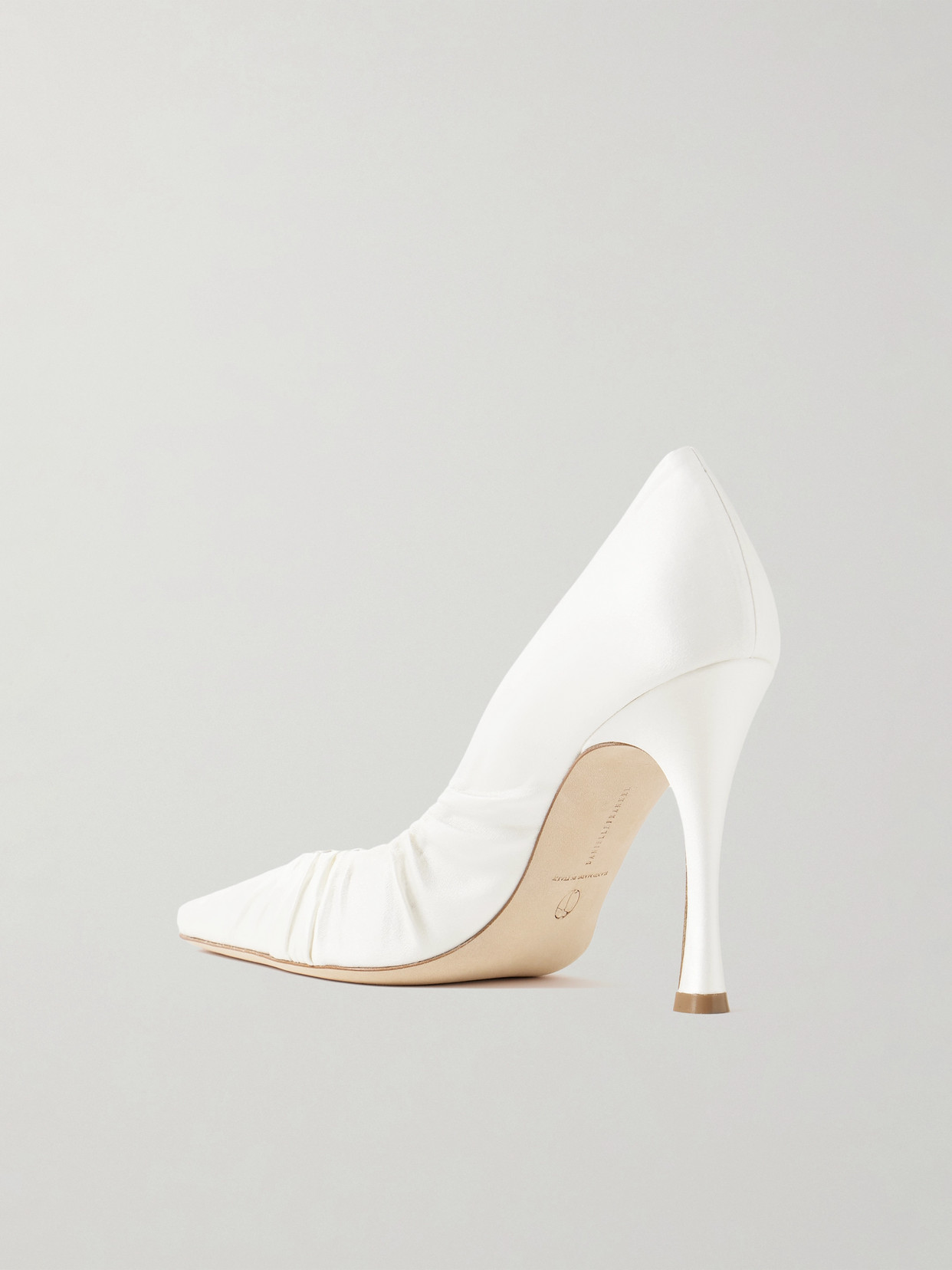 Danielle Frankel Nala Ruched Satin Pumps In Ivory