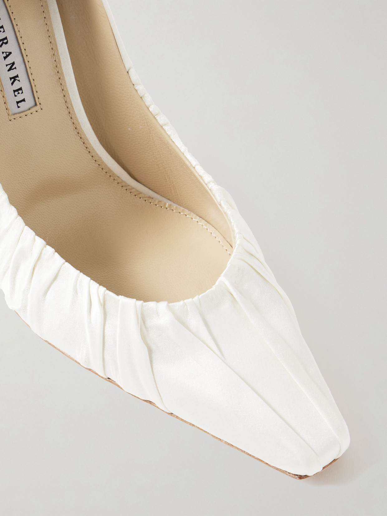 Danielle Frankel Nala Ruched Satin Pumps In Ivory