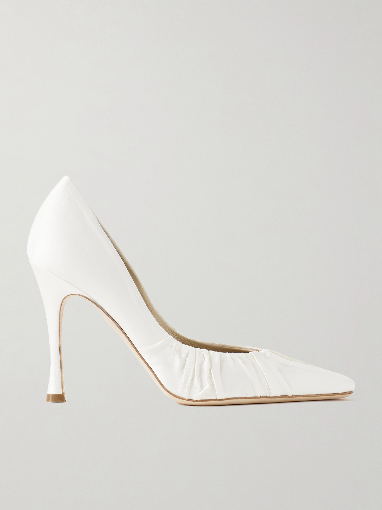 Danielle Frankel Nala Ruched Satin Pumps In Ivory