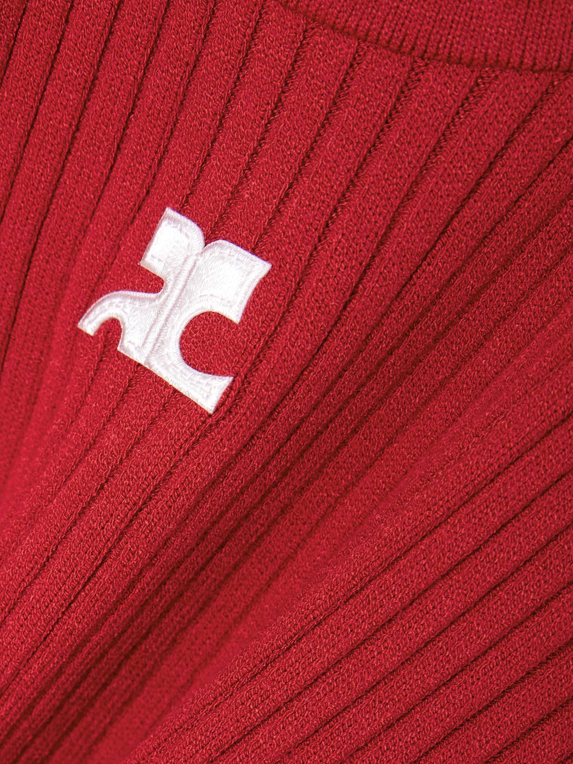 COURRÈGES Embroidered ribbed-knit sweater