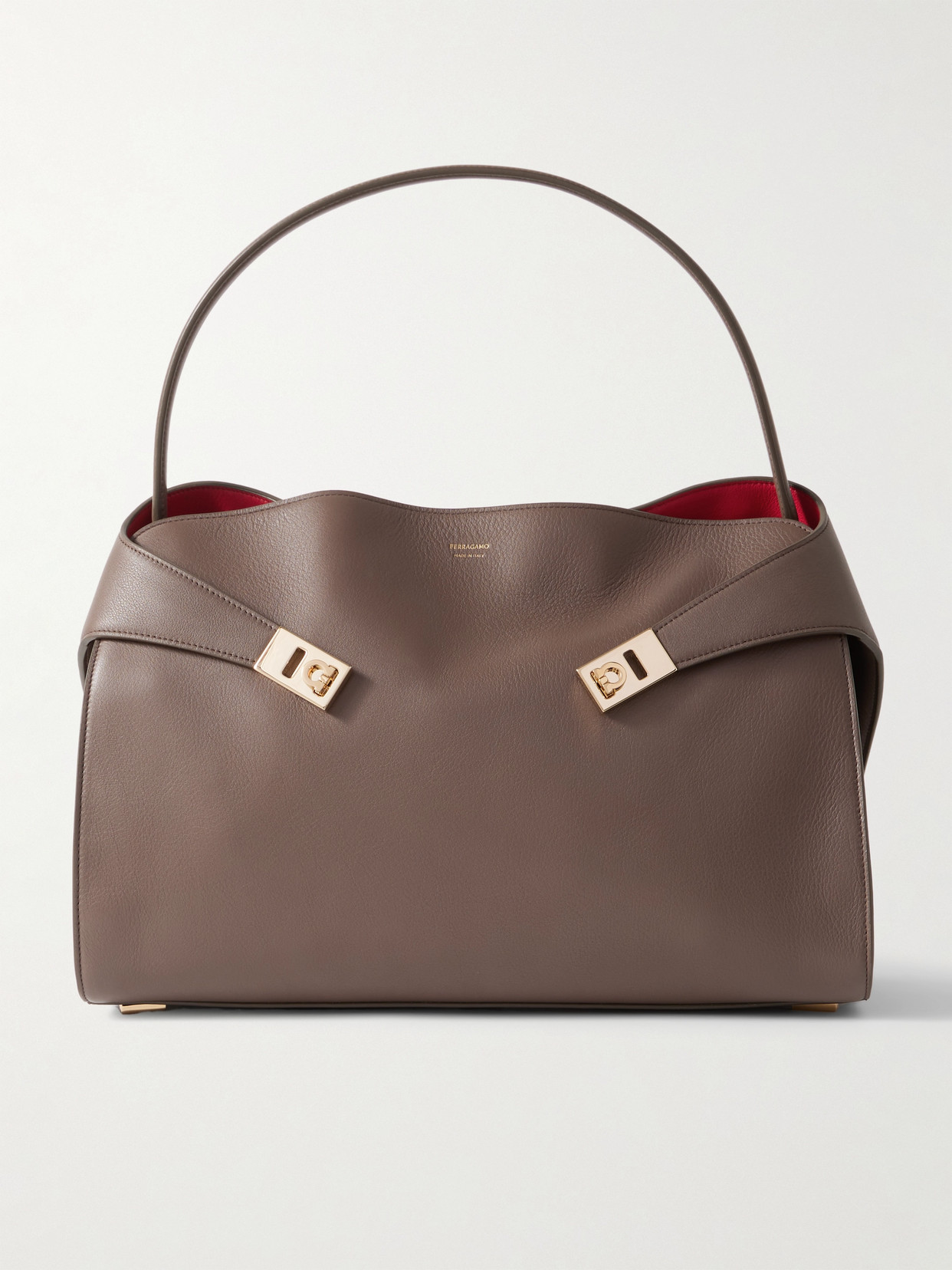 Ferragamo Hug Medium Leather Tote In Brown