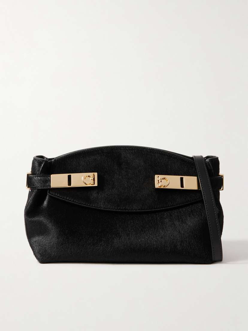 Ferragamo Hug Small Embellished Pony Hair Shoulder Bag
