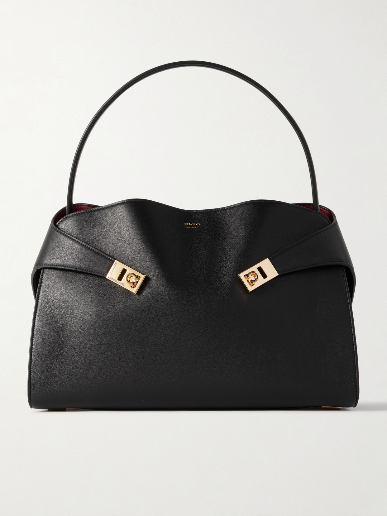 Ferragamo Hug Medium Leather Tote In Black