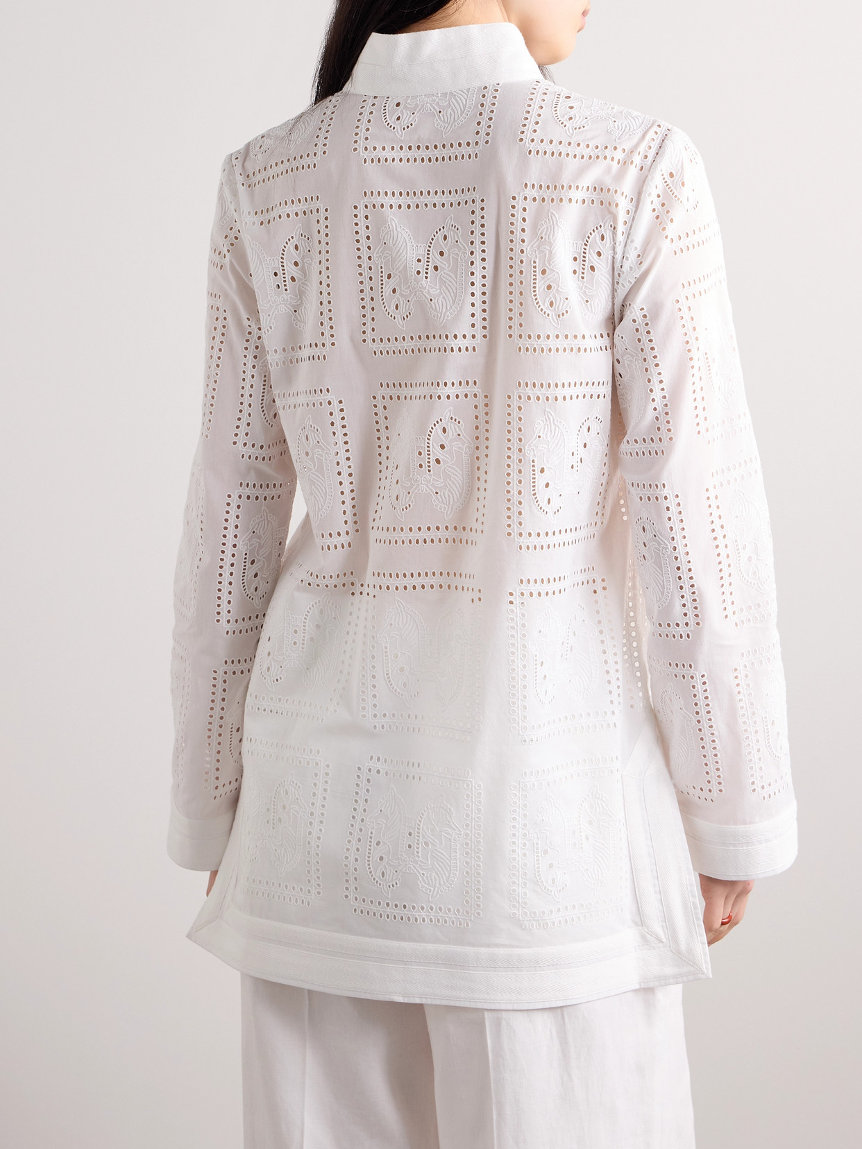 Tory Burch Grosgrain-trimmed Broderie Anglaise Cotton-voile Tunic In White