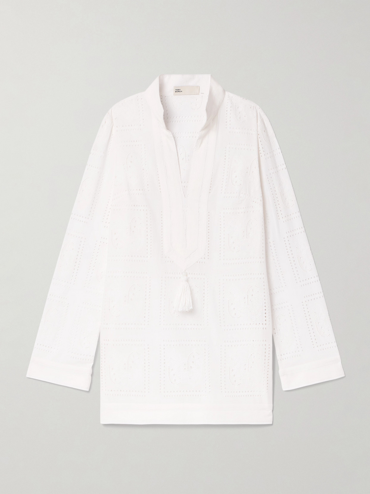 Tory Burch Grosgrain-trimmed Broderie Anglaise Cotton-voile Tunic In White