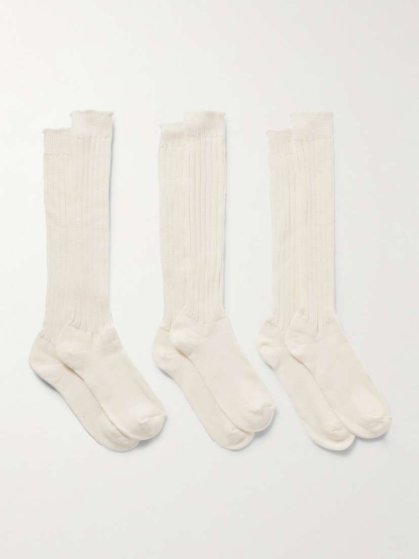 Skin Set Of Three Ribbed Organic Cotton-blend Socks