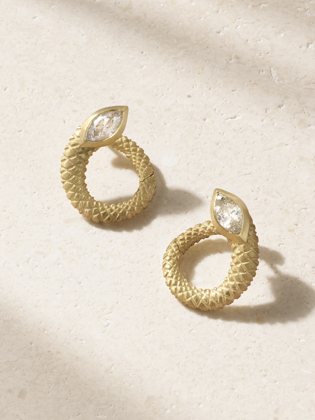 Jenna Blake Twisted Snake 18-karat Gold Diamond Hoop Earrings
