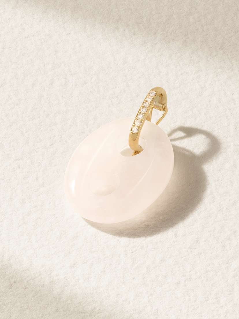Jenna Blake Stone Mariner 18-karat Gold, Rose Quartz And Diamond Pendant