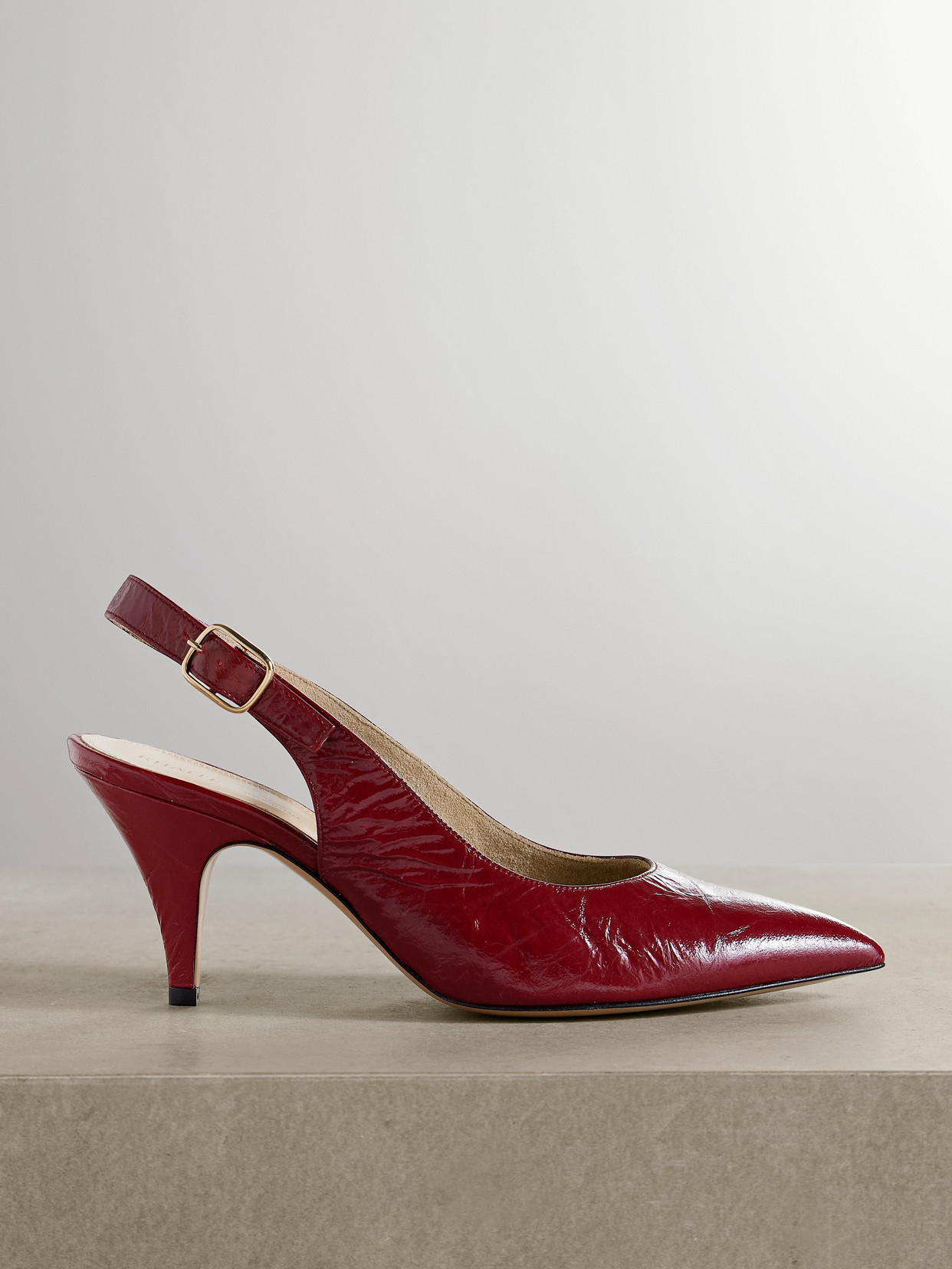 Khaite - River Crinkled-Leather Slingback Pumps - Merlot