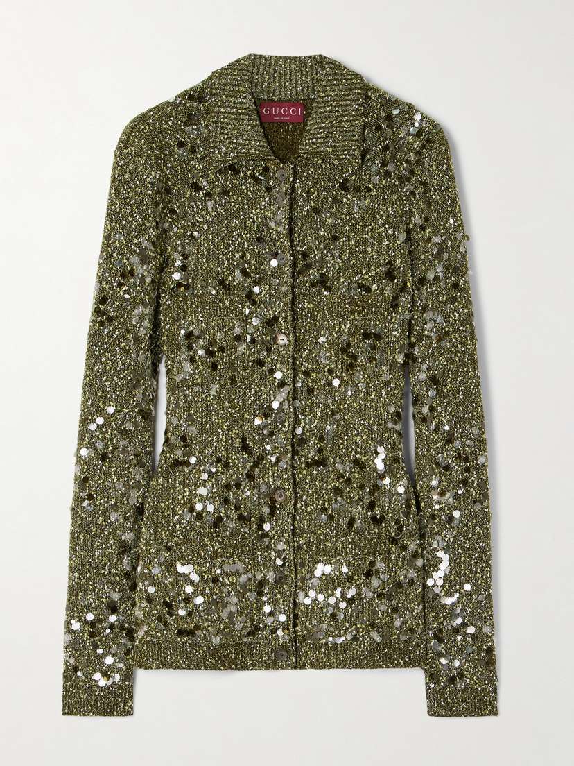 Gucci Sequined Bouclé Cardigan
