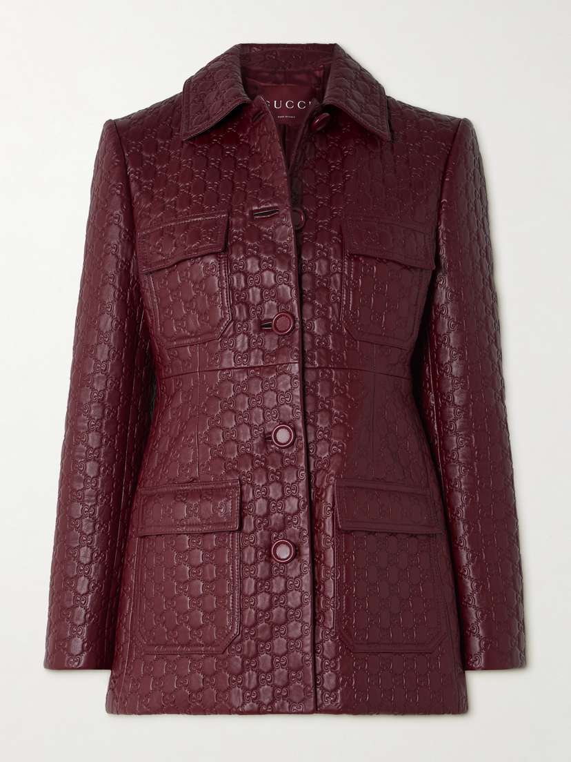 Gucci Paneled Debossed Leather Jacket