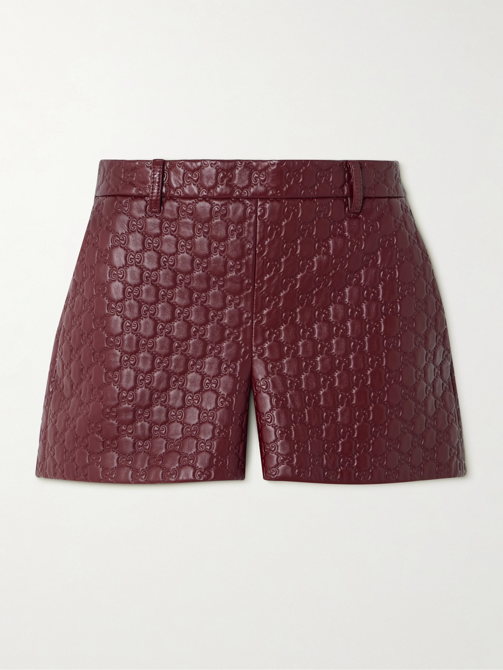 Gucci Logo-debossed leather shorts