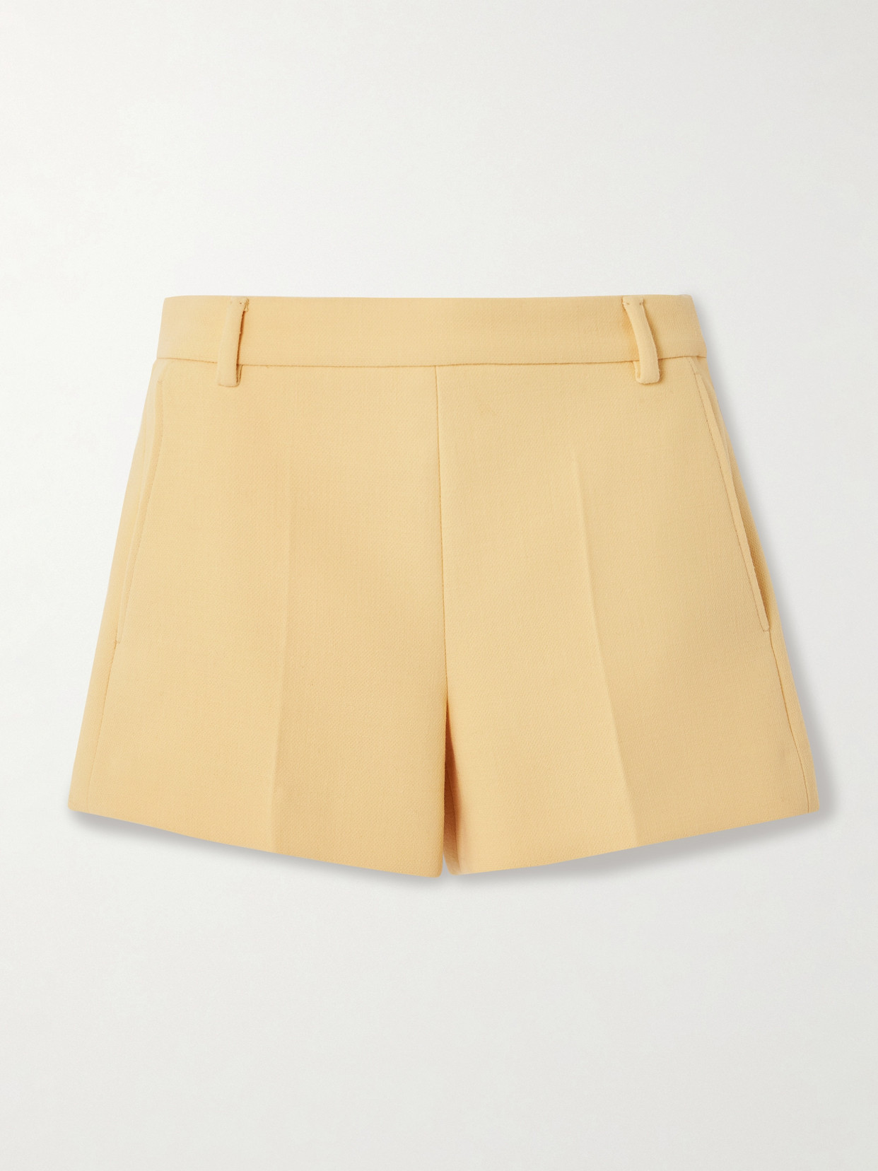 Gucci Embroidered Grain De Poudre Wool Shorts In Brown