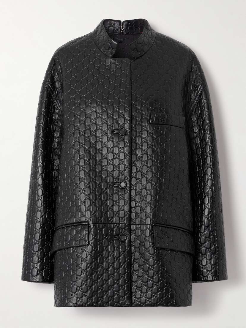 Gucci Debossed Leather Jacket