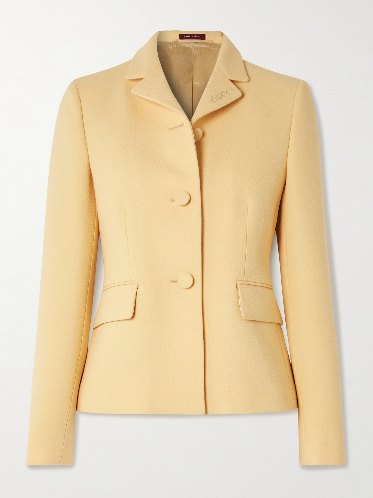 Gucci Embroidered Grain De Poudre Wool Blazer In Blue