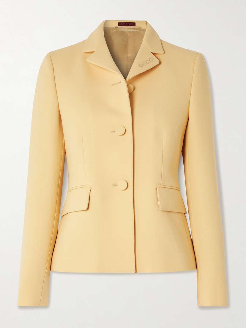 Gucci Embroidered Grain De Poudre Wool Blazer