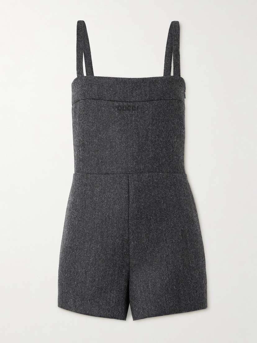 Gucci Open-back Wool-twill Playsuit