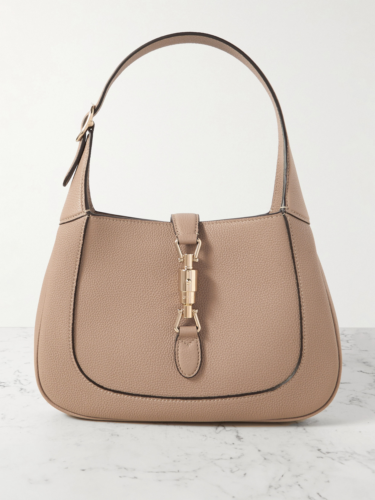 Gucci Jackie 1961 Small Textured-leather Shoulder Bag In Brown
