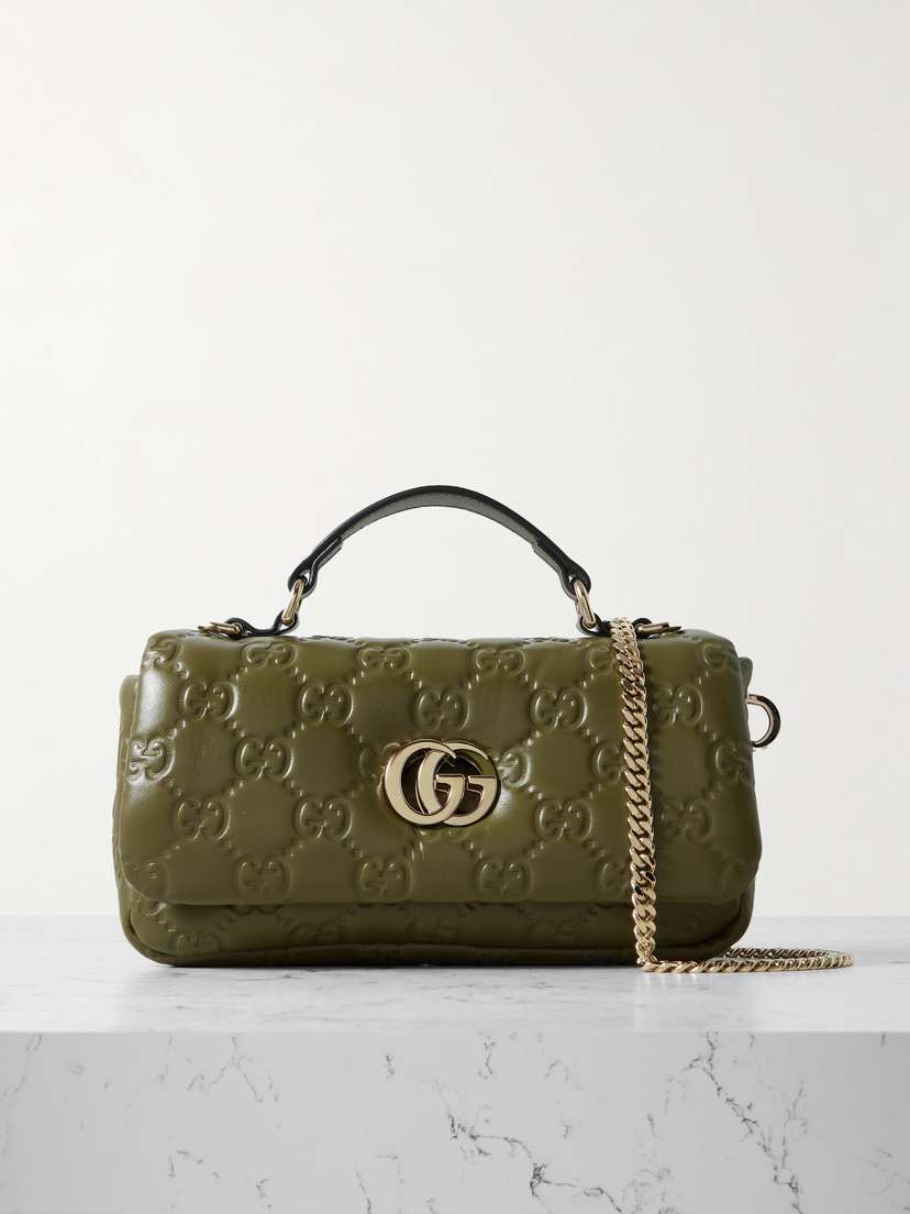 Gucci Gg Milano Padded Debossed Leather Shoulder Bag