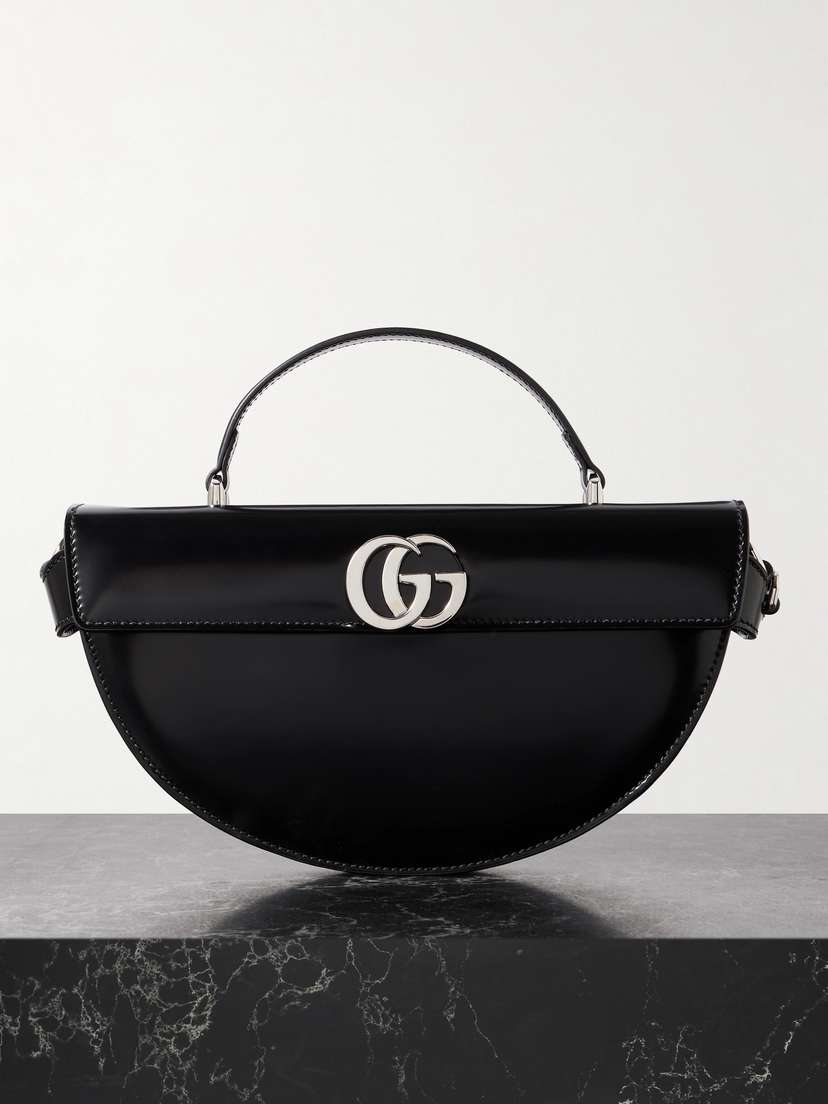 Gucci Half Moon Embellished Leather Shoulder Bag