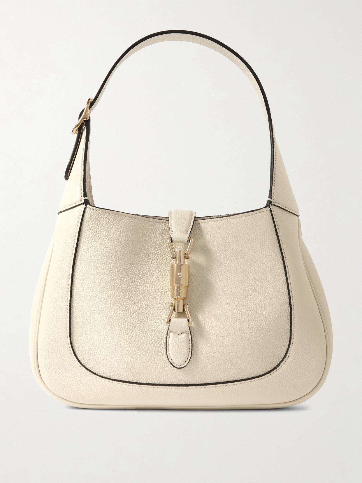 Gucci Jackie 1961 Small Textured-leather Shoulder Bag In Cream